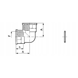 Alkūninis 90 vidinis sriegis vidinis sriegis su žiedais