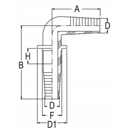 Sieninė jungtis 90 sieninei angai su veržle