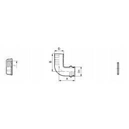 Žarnos jungtis 90 žiedinei veržlei