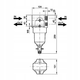 Aukšto slėgio srauto filtras 2x1 2 2x3 4