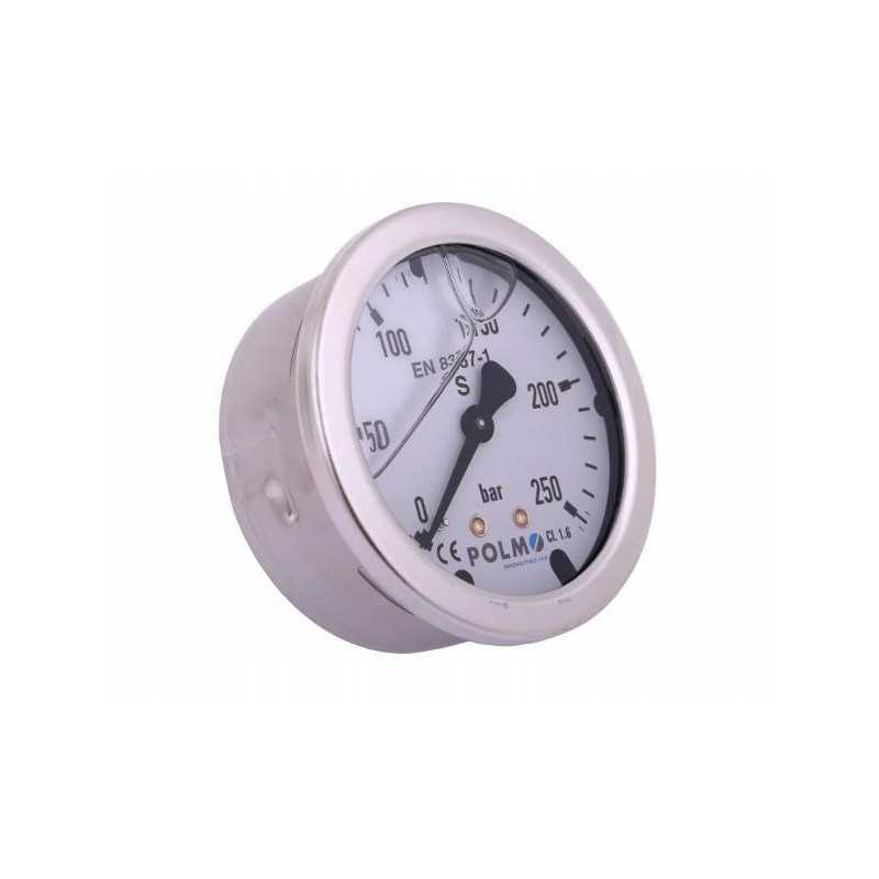 Glicerino manometras m63 0 250 bar, galinis jungtis