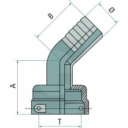 Arag žarnos galas 45 sulenktas t6 oe 40 mm