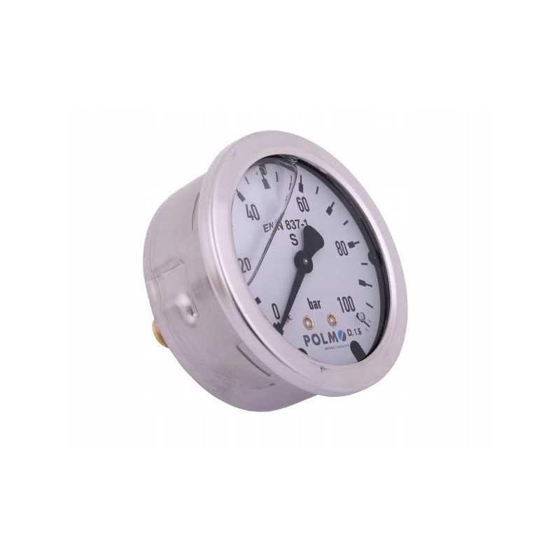 Glicerino manometras m63 0 100 bar, galinis jungtis
