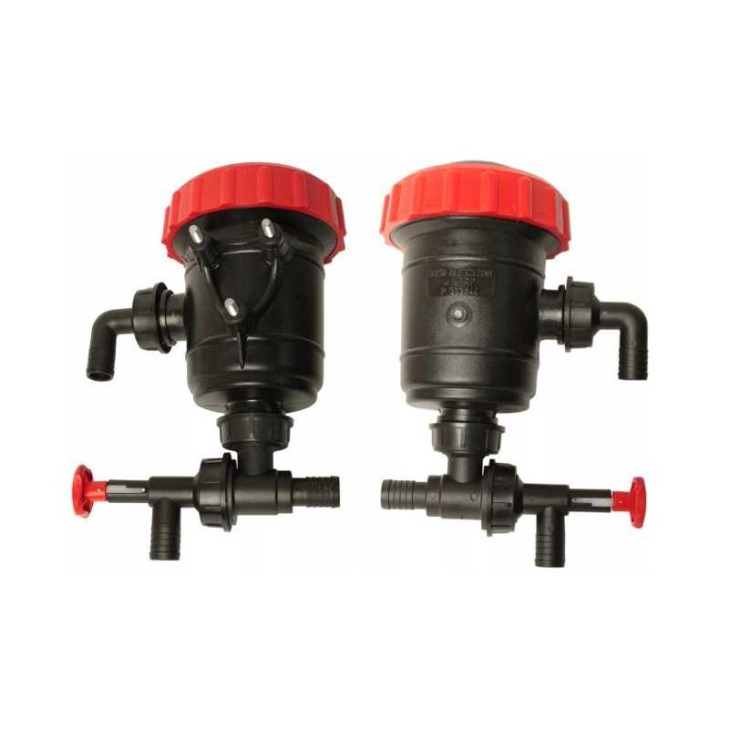Purkštuvo siurbimo filtras 25 mm žarnai su vožtuvu