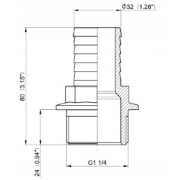 Tiesi žarnos jungtis, sriegis 1 1 4, 32 mm žarna