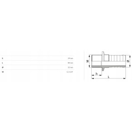Tiesi žarnos jungtis, sriegis 1 1 4, 32 mm žarna