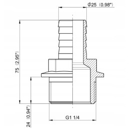 Tiesi žarnos jungtis, sriegis 1 1 4, 25 mm žarna