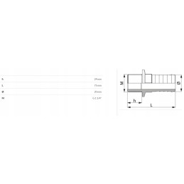 Tiesi žarnos jungtis, sriegis 1 1 4, 20 mm žarna
