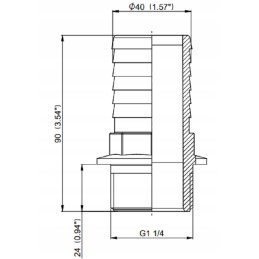 Tiesi žarnos jungtis, sriegis 1 1 4, 40 mm žarna
