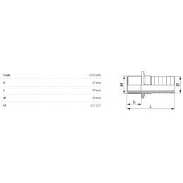 Tiesi žarnos jungtis, sriegis 1 1 2, 40 mm žarna