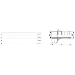 Tiesi žarnos jungtis, sriegis 1 1 2 45 mm žarnai