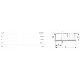 Tiesi žarnos jungtis, išorinis sriegis 1, 25 mm žarna
