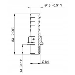 Tiesi žarnos jungtis, išorinis sriegis 1 4 13 mm žarnai