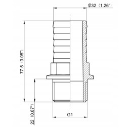 Tiesi žarnos jungtis, sriegis 1, 32 mm žarna
