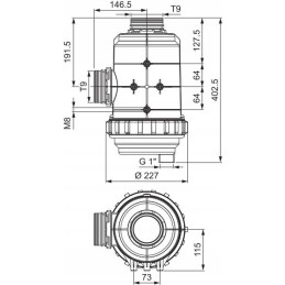Siurbimo filtras 400 800 l min t9 kasetė 50 akių arag