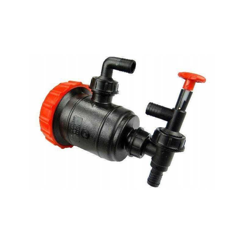 SS filtras su išleidimo vožtuvu ir kabelių išvadais