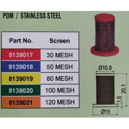 Geltonas plieninis purškiamas filtras, 80 akių