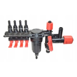 4 sekcijų purkštuvo skirstytuvas su filtru