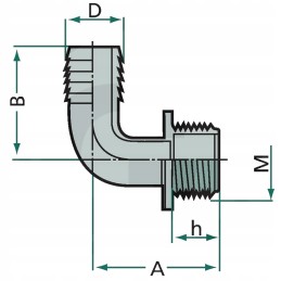 Žarnos jungties alkūnė fi20 su sriegiu 3 4 a