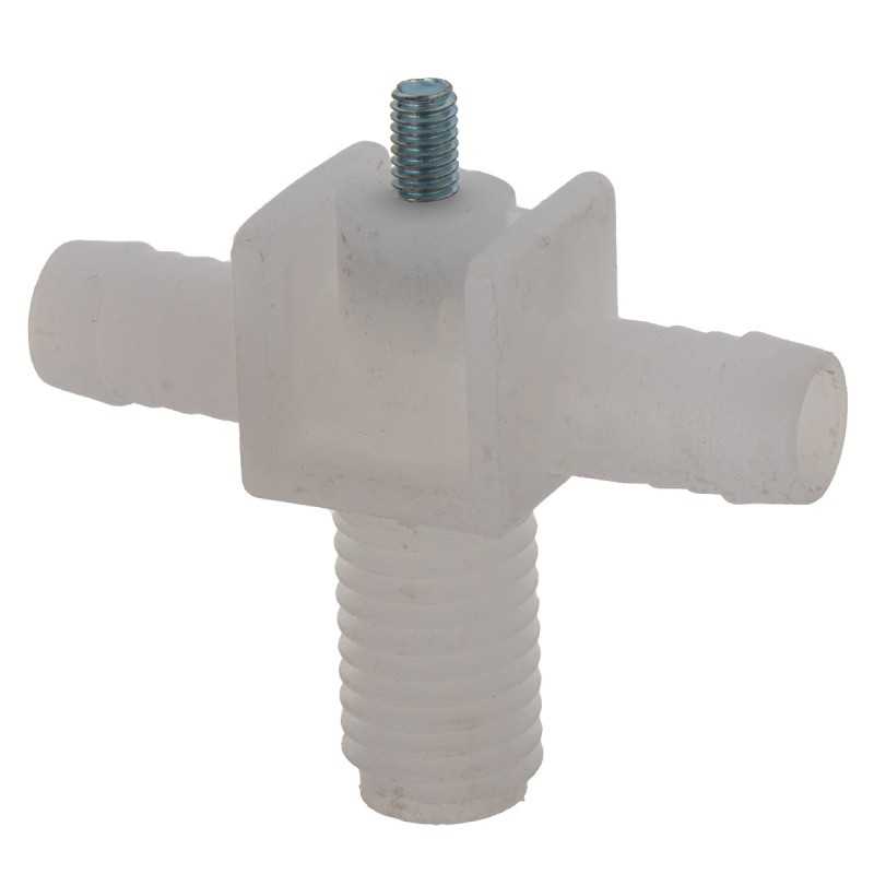 Praėjimo vamzdis su varžtu, sumontuotas purkštuvas