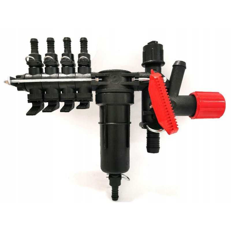 4 sekcijų purkštuvo vožtuvo skirstytuvas