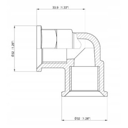 Alkūnės jungtis 90 vidinis sriegis 1 2