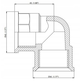 Alkūnės jungtis 90 vidinis sriegis 1