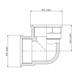 Sujungimo alkūnė 90 vidinis sriegis 2