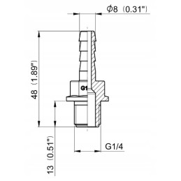 Žarnos jungtis, tiesi jungtis 1 4 8 mm žarnai