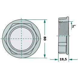 Plokščioji veržlė, 2 colių sriegis, purkštuvas