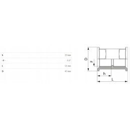 Jungties nipelis, vidinis sriegis, 1 vnt