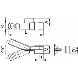 Trišakis žarnai 25 mm 30 mm arag 140003