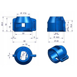Mėlynas dangtelis 0 103 07 lizdo antgalio pakuotė