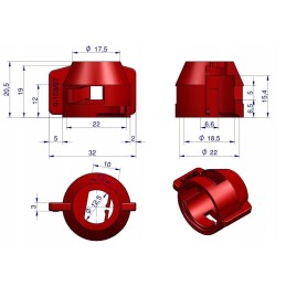 Raudonas dangtelis 0 103 07 lizdo antgalio tvirtinimas