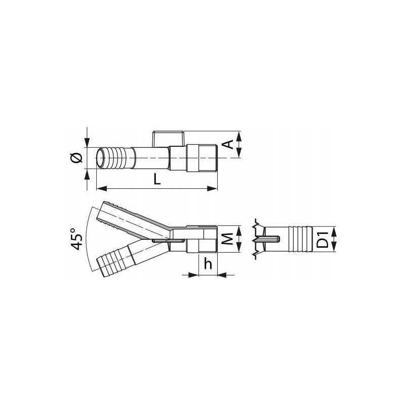 Trišakis 25 mm žarnai Arag 140002