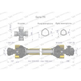 Šarnyrinis ir teleskopinis velenas 1010 1560 mm 970 nm z21 z