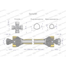 Šarnyrinis ir teleskopinis velenas 1250 1900 mm 830 nm z6