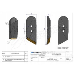 Kverneland 53090 dešinįjį kaltą sustiprinkite karbidu