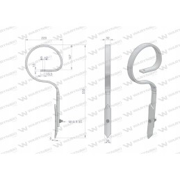 Tiesus daniškas spyruoklinis dantis 550mm 32x10 Warynski