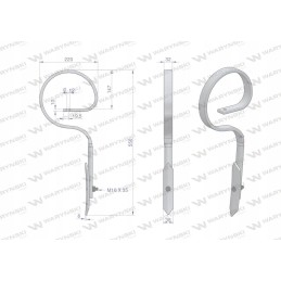 Tiesus daniškas spyruoklinis dantis 550mm 32x10 Warynski