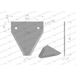 Derliaus nuėmimo peilis 80x76x2mm skylė 5 5 aplikacija 443003