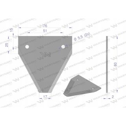 Derliaus nuėmimo peilis 80x76x2mm skylė 5 5 aplikacija s80 2