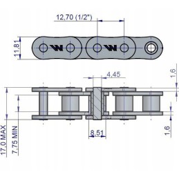 Warynski ritininė grandinėlė 08b 1 1 2 5m grandis
