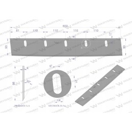 Pašarų kombaino būgninis peilis 5 skylių, naudojamas fortschri
