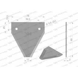 Derliaus nuėmimo peilis 80x76x2mm skylė 5 5 aplikacija 443003