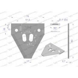 Derliaus nuėmimo peilis 80x76x2 7mm skylė 7 aplikacija 3bf001