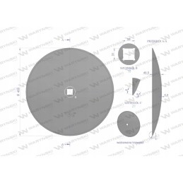 Lygios plokštės skersmuo 460, skylė 30x30, boro plienas 3-2 mm