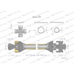 Kardaninis velenas 1010 1550mm 620nm Warynski
