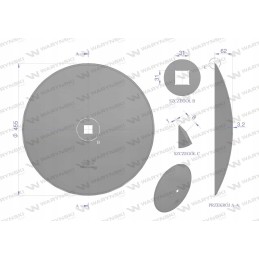 Lygi plokštė, skersmuo 460, skylė 30x30, boro plienas, Warin