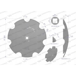 Danta plokštė su 7 fi 510 skylėmis 30x30 boro plieno